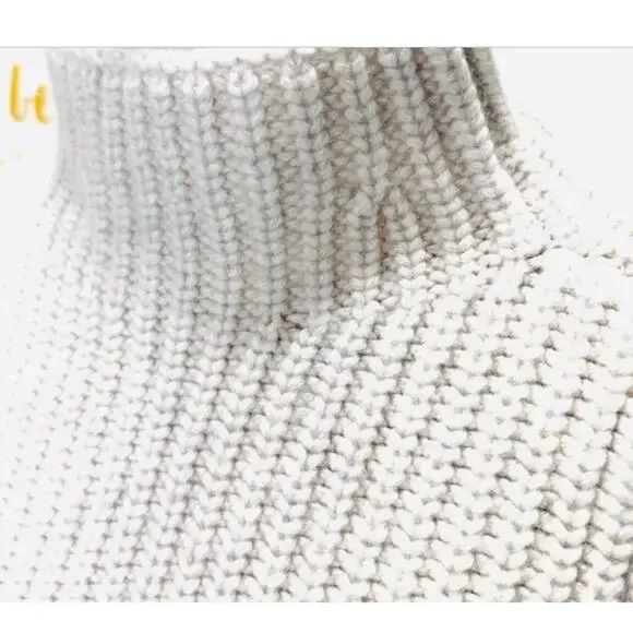 Intermix Wool/Cashmere Cream Pullover Mock Turtleneck Crop Sweater Sz M - Picture 2 of 14